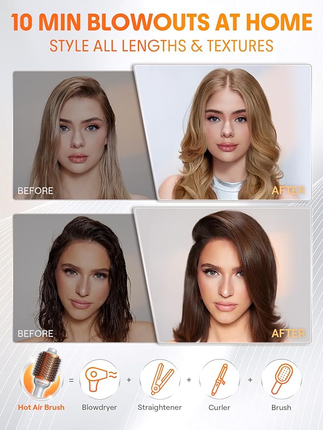 SHEGLAM 4-in-1 Hot Air Brush & 24K 10-in-1 Shine Hair Oil