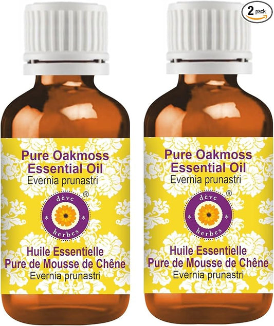 dève herbes Pure Oakmoss Essential Oil (Evernia prunastri) 100% Therapeutic Grade Steam Distilled for Personal Care (Pack of Two) 100ml X 2 (6.76 oz)