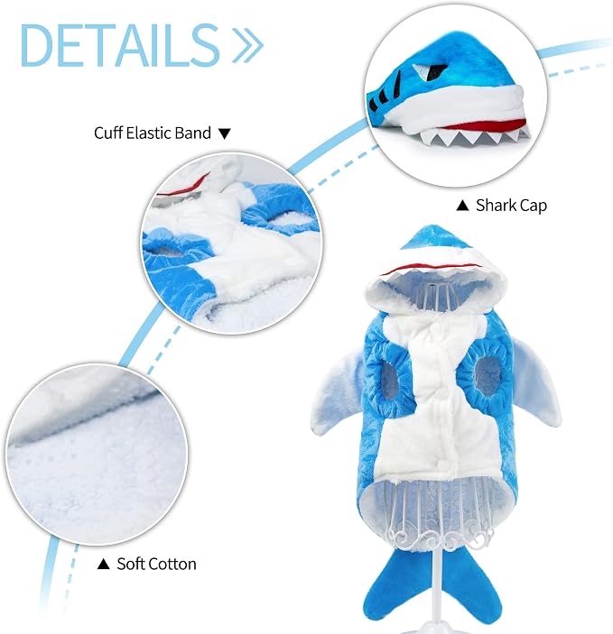NACOCO Pet Shark Costume Clothes, Cute Christmas Dog Apparel Outfit for Large Dogs, Fall and Winter (Blue, 3XL)