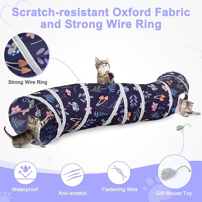 Glittme S-Shape Cat Tunnel, Foldable Cat Tunnels for Indoor Cats