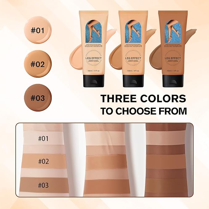 Leg Makeup Waterproof with Brush, No Transfer Body Makeup for Legs Full Coverage Waterproof Concealer, Scar & Tattoo Cover Up for All Skin Tones, Long Lasting Makeup (#02)