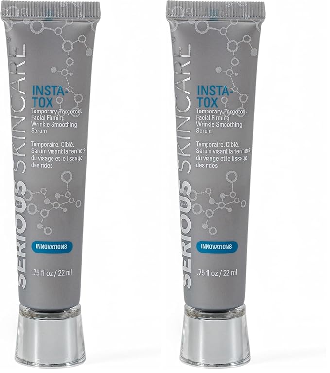 Serious Skincare INSTA-TOX Instant Wrinkle Filler for Face Serum, to Smooth + Blur Fine Lines, Deep Wrinkles, Lip Lines, Crow’s Feet & Pores, Temporary Face Tightener, .75 oz (Pack of 2)