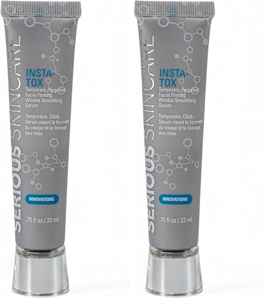 Serious Skincare INSTA-TOX Instant Wrinkle Filler for Face Serum, to Smooth + Blur Fine Lines, Deep Wrinkles, Lip Lines, Crow’s Feet & Pores, Temporary Face Tightener, .75 oz (Pack of 2)