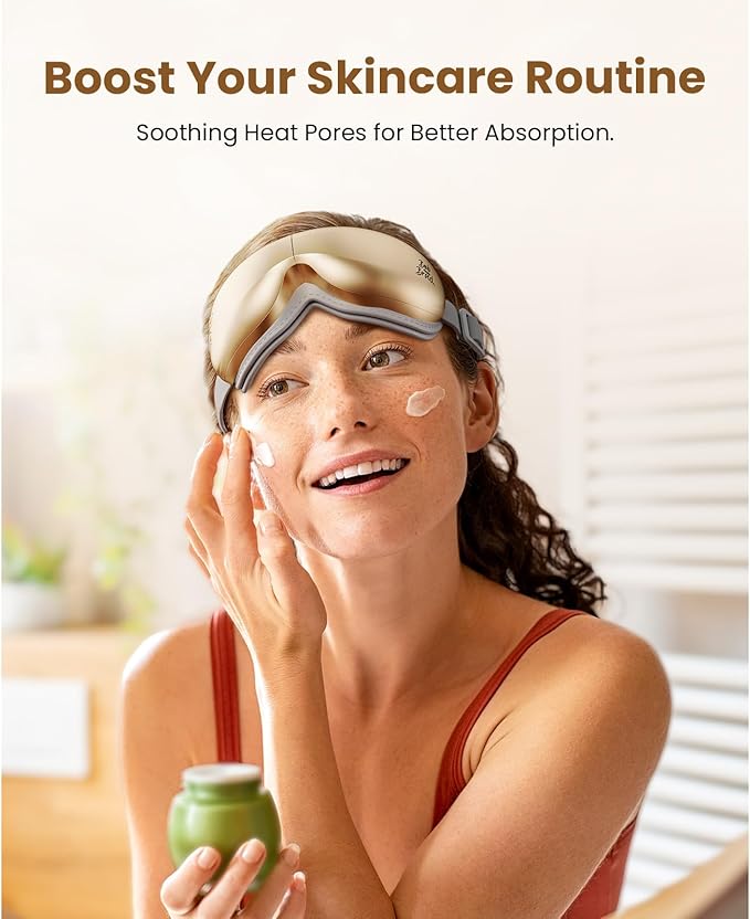 BOB AND BRAD Eye Massager with Heat and Cooling, EyeOasis 3 Eye Mask for Migraines, Sleep Mask with Heat, Compression, Music, Headache Massager for Dry Eyes Strain Migraine Relief Improve Sleep