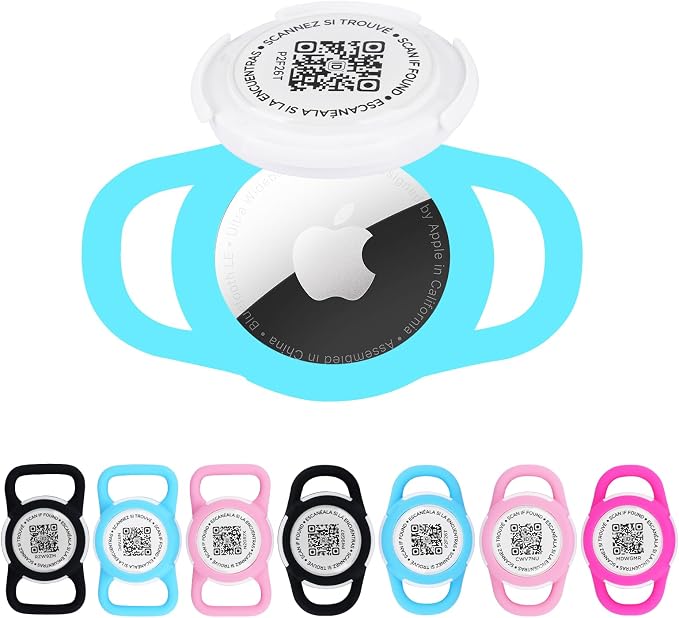 QR Code Pet Tracker Case for Collars - Waterproof Silicone Holder for Small Dogs Cats, Lightweight Reusable ID Tag (Blue, S)