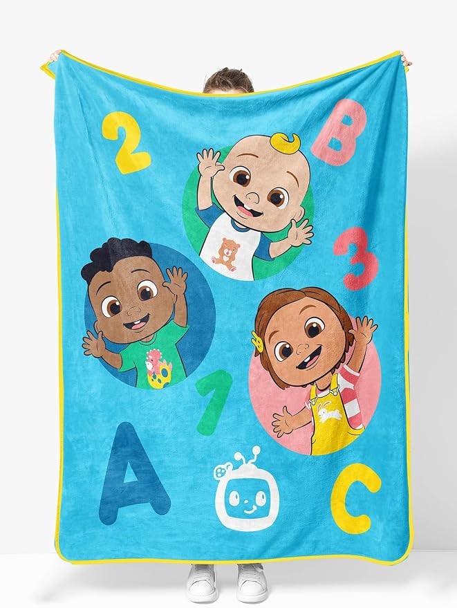 Sunny Side Up CoComelon Plush Throw Blanket - Measures 46 x 60 Inches - Super Soft & Cozy Fleece Kids Bedding