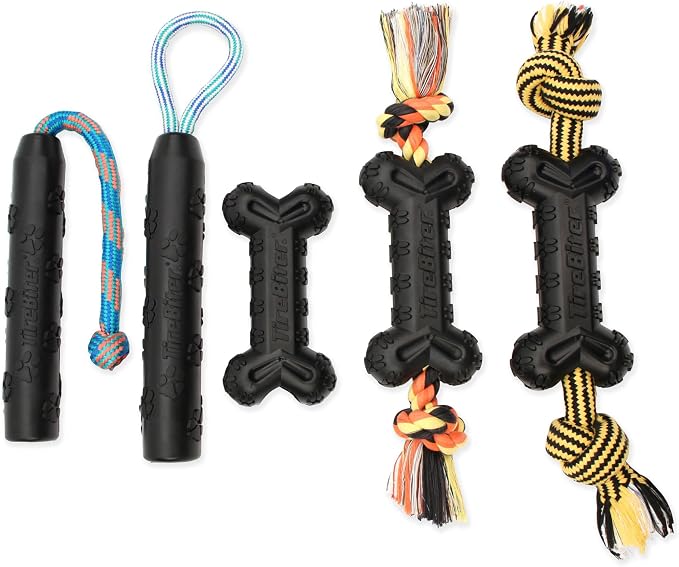 Mammoth TireBiterII Bone with Treat Station – Natural Rubber Dog Toys for Extreme Chewers – Dog Toys for Extra Long Interactive Play – Aggressive Chewer Toys for Dogs - Large 7.25
