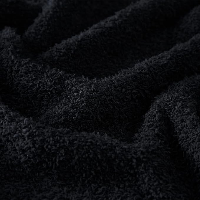 Super Soft Knit Throw Blanket Twin Size Black-Lightweight Plush Fuzzy Fluffy Warm Cozy Blankets and Throws for Sofa Bed All Season Use, 60x80 inches