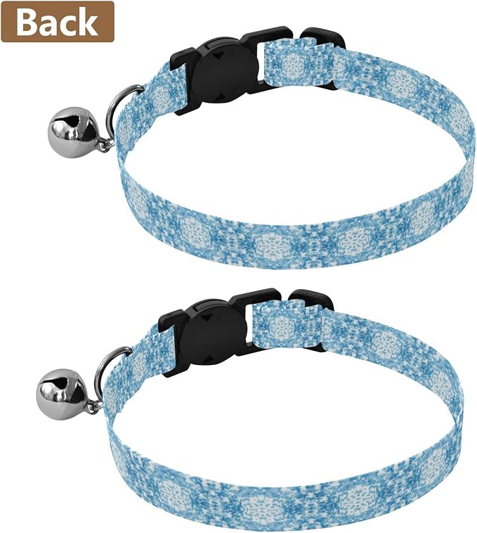 2 Pack Cats Collar Tie Dye Blue Kitten Bell Collar, Adjustable Length 10.6" to 17.1"