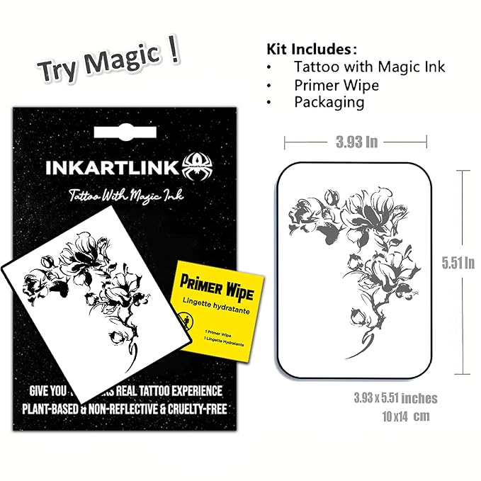 INKARTLINK Semi-Permanent Tattoos, Large Floral Party Tattoos for Women, Offer Beautiful, Realistic, Waterproof, Anti-glare Designs (Morning Glory)