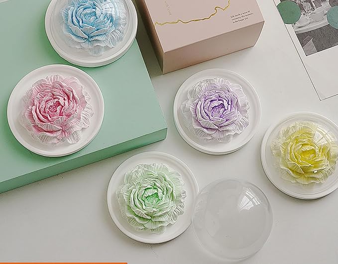Essential Oil Passive Flower Diffuser with Fragrance -Non-Electric Peony Flower Porcelain Aromatherapy Diffusers for Room, Desk Decorative, Bathroom (Purple, Juniper and Lavender Scent)