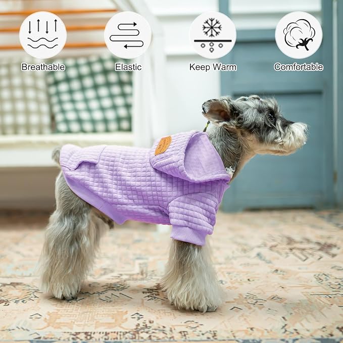 BEAUTYZOO Dog Hoodies Sweater for Medium Dogs, Waffle‑Like Laminated Coat | Warm Dog Sweatshirt with Pocket & Leash Hole, Pullover Clothes for Girl Boy Dogs, Stretchy & Easy‑On‑Off, Bulldogs Pitbulls