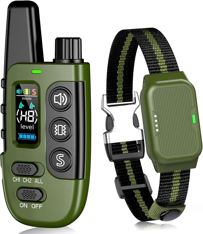 Shock Collar for Dogs, Dog Training Collar with Remote Control | IP67 Waterproof Receiver, Beep, Vibration, Safe Static Modes, Rechargeable，Adjustable Fit for 15–110 lb Dogs