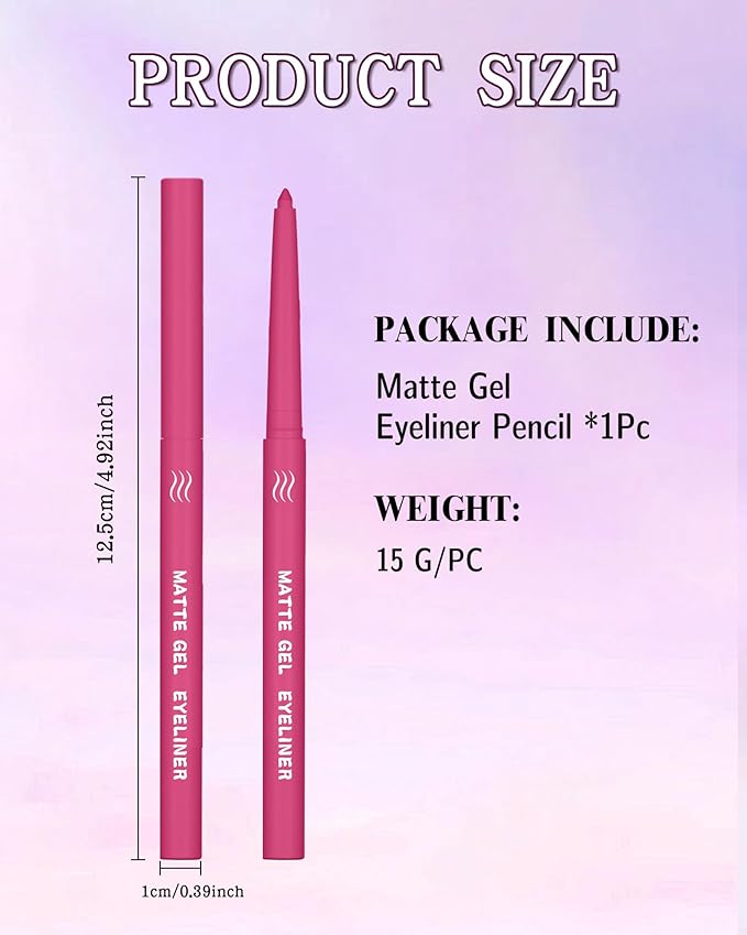 Pink Gel Eyeliner Pencil, Retractable Cream Matte Eye Liner Pencils, Waterline Eye Makeup Liners, Waterproof & Smudge Proof Eyeliner Facial Makeup Gift for Mature Women, Girls, Christmas – M02 Pink