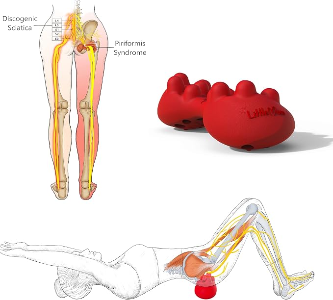 LittleMum Back & Hip Trigger Point Massager for Piriformis, QL, Buttock and Back Muscle Knots, Myofascial Release Tool for Lower-Back Pain, Tightness, Deep Gluteal Tension