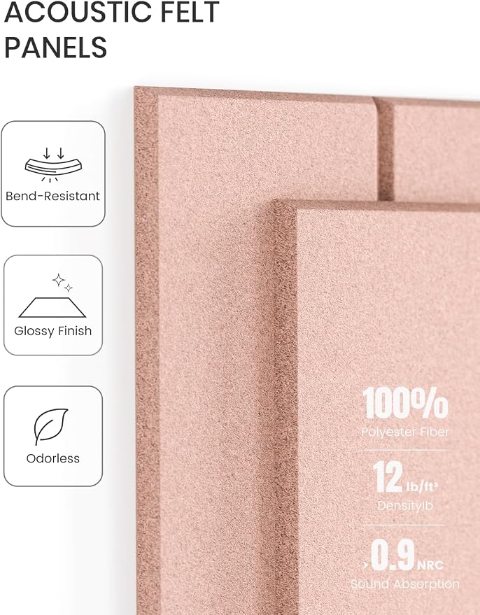 Fluxynara Felt Bulletin Board & Cork Board Alternative, Pink | 48" x 36" Pin board, Removable Adhesive Tabs, Easy Install Without Wall Damage, For Home Office Decor