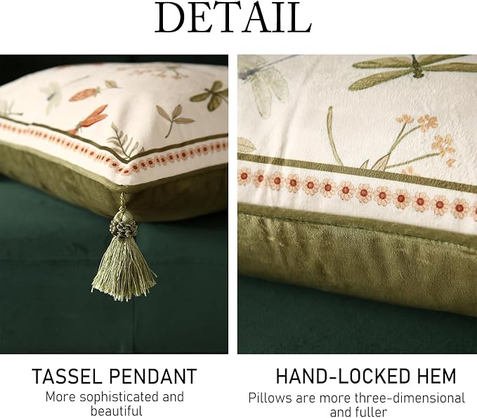 Designer Vintage Velvet Throw Pillow Cover,18"x18"-Grace B | Pillow Cover,Concealed Zipper Design,Dragonfly Pattern,Sofas,Bedroom,Living Room,Lounge Chairs,All Season Home Decor