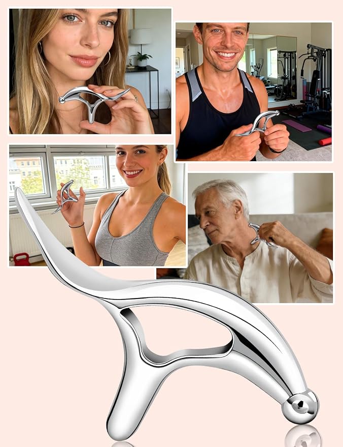 ideayard Stainless Steel Massage Tool for Trigger Point & Deep Tissue, Professional Gua Sha Scraper, Muscle Scraper for Neck, Back, Full Body Pain Relief, Thumb Saver Acupressure Tool