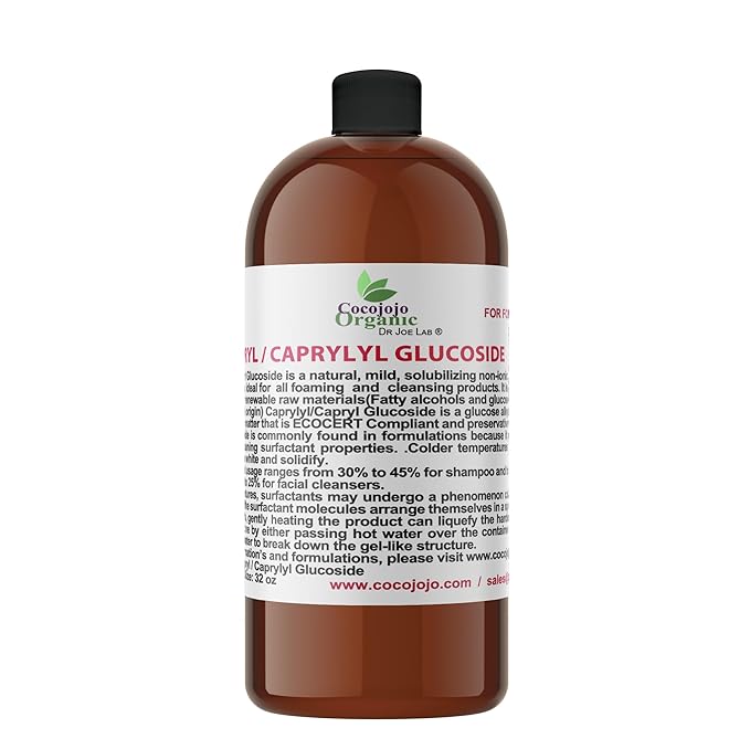 Dr Joe Lab Capryl Glucoside Liquid Surfactant - Caprylyl Natural, Plant Derived - DIY Skin Care - Shower Gels, Foaming, Body Soap, Shampoos Baby Products Face Cleansers - COCOJOJO - 32 Oz