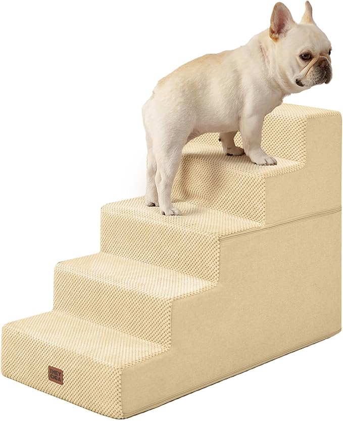 EHEYCIGA Dog Stairs for High Bed 22.5" H, 5-Step Dog Steps, Graige | Pet Steps for Small Dogs and Cats for Bed, Non-Slip Balanced Pet Ramp Indoor