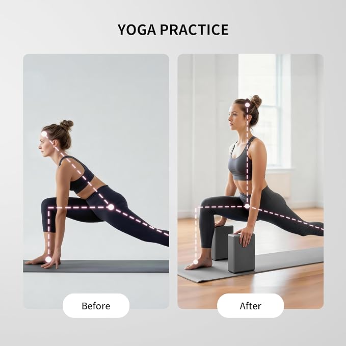 PROIRON Yoga Blocks, 2 Pack Supportive High Density Premium Eva Foam, Soft Non-Slip Surface with Curved Edges Stretch Blocks For Yoga, Pilates, Stretching