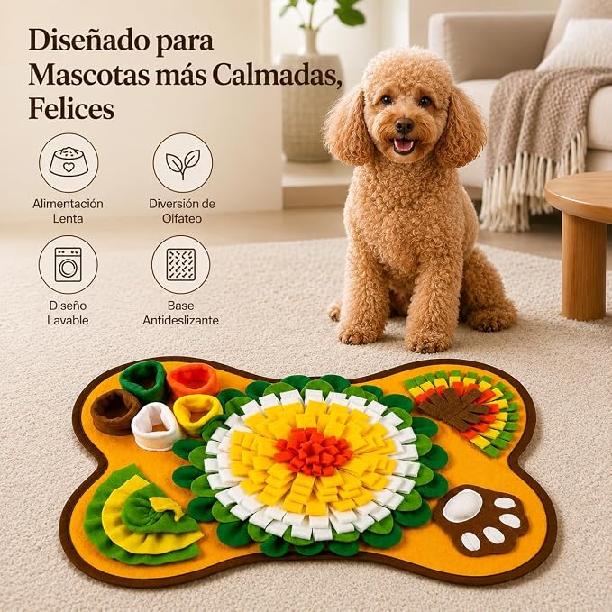 Snuffle Mat for Dogs, Interactive Feeding Mat & Slow Feeder Puzzle Toy for Small & Medium Dogs, Nosework Training Mat, Treat Dispensing Enrichment Toy, Washable Pet Mat