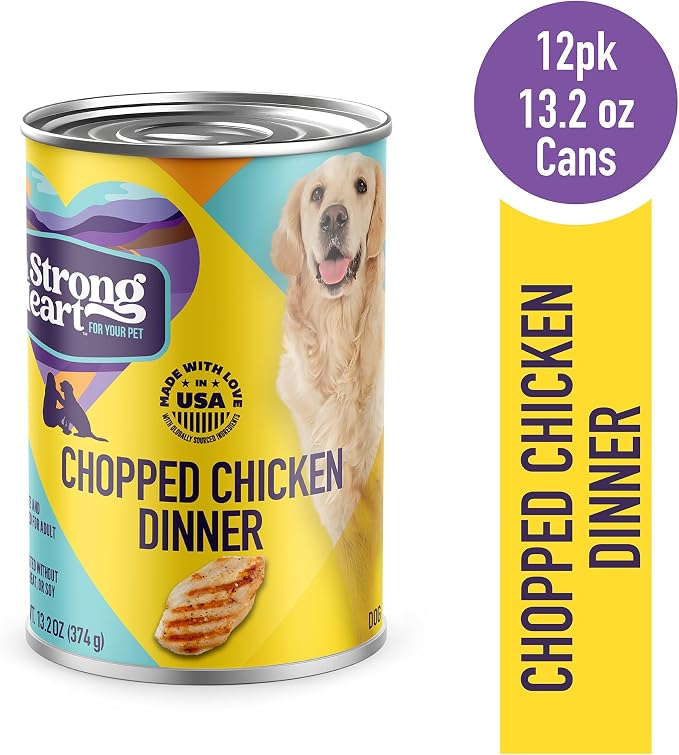 A Strong Heart Chopped Chicken & Liver Dog Food, 13.2oz, 12pk | Chicken & liver, AAFCO all life stages, made in USA, easy-to-eat texture