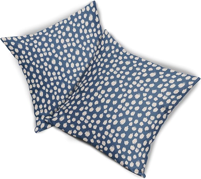 Sweetshow Blue Cream Dots Pillow Covers 20x20 Set of 2 Boho Design Polka Dot Throw Pillows Modern Trendy Print Outdoor Decorative Pillowcase Square Linen Cushion Cases Decor for Sofa Couch Bed