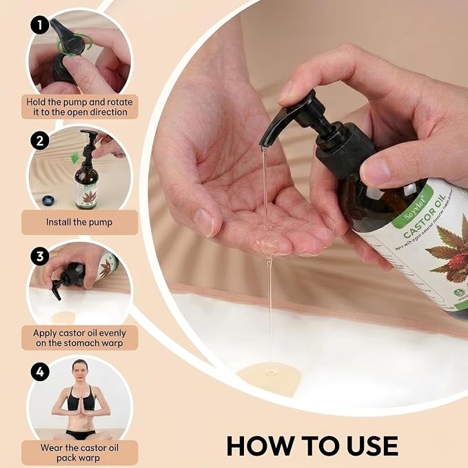 Castor Oil Pack Wrap Boost Wellness Overall, Reusable Organic Castor Oil Packs with Soft Cotton Lining for Stomach Neck Breast Easy to Use