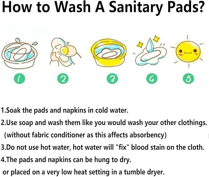 7PCS Pack Reusable Menstrual Pads Including 6PCS Cloth Sanitary Pads Mama Cloth Pad + 1PC Mini Wet Bag