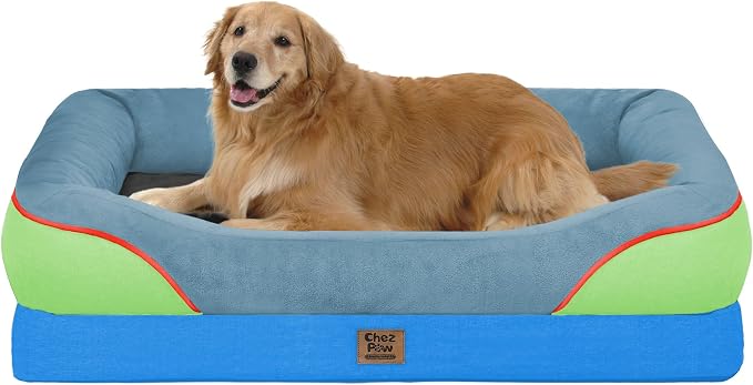 Waterproof Orthopedic XL Dog Bed for Large and Extra Large Dogs | Egg Crate Foam, 4-Sided Bolster Support, Waterproof Liner, Non-Slip Bottom, Machine Washable Cover, 42 x 30 Inch