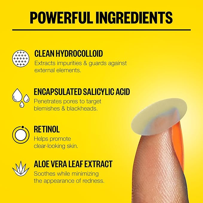 PEACE OUT Acne Day Dot Sheer Hydrocolloid Pimple Patches, Invisible Acne Spot Patches with Encapsulated Salicylic Acid, Retinol, and Aloe Vera, 20 Dots