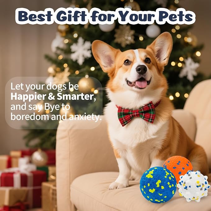HIPPIH Indestructible Squeaky Dog Toys, Blue+Orange+White, 3inch+2.95inch