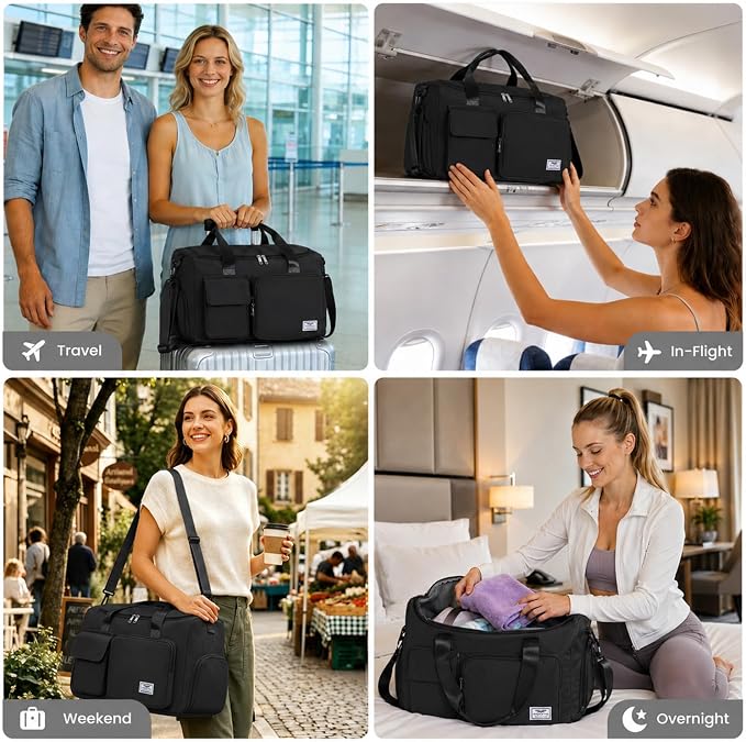 FIORETTO Women's Gym Duffle Bag with Shoes Compartment, 30L Capacity, Ideal for Travel, Gym, Sports, Duffel, Weekender