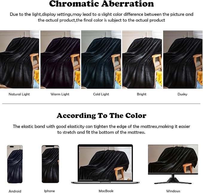 NEWCOSPLAY Fleece Leaves Pattern Throw Blanket, Black, 50"x60" | Super Soft Throw Blanket, Lightweight Cozy Bed Sofa Blanket, Premium Silky Flannel Fleece, Travel Blanket for All Season Use