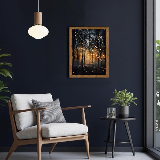 JLTULT Enchanted Forest Wall Art, Solid Wood-Framed Canvas, 12x16 Inches | Dark enchanted forest art on fade-resistant canvas with a ready-to-hang solid wood frame for bedrooms and living rooms