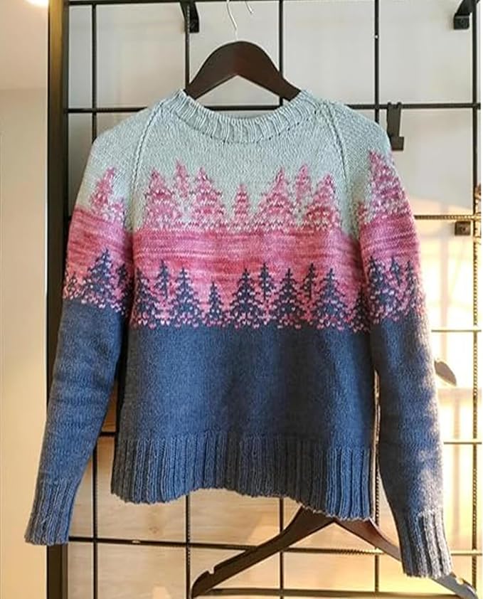 Zhyaj Fair Isle Sweater for Womens Winter Long Sleeve Vintage Knitted Sweater Casual Fall Crew Neck Pullover Sweaters