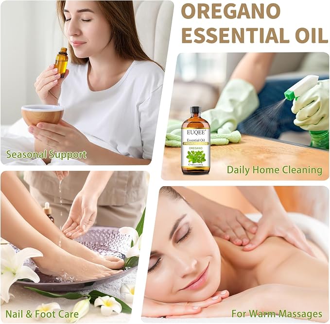 EUQEE Oregano Essential Oil 4oz / 118ML Large Capacity Oregano Oil Pure Aromatherapy Essential Oils with Glass Dropper for Candle Soap Making, Diffusers