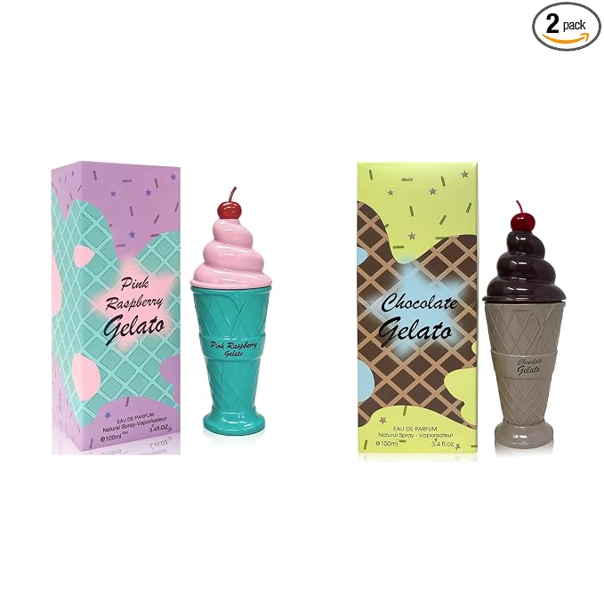 A CENTER 2PCS Perfume Set for Women - Floral Fragrance Gift Set with Vanilla,dessert&Fruity, Eau De Parfume| 3.4 Fl Oz Each Women's Cologne(Pink Raspberry &Chocolate Gelato)
