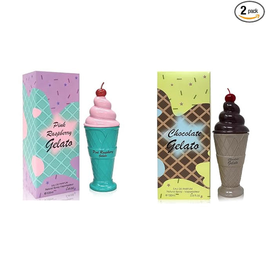 A CENTER 2PCS Perfume Set for Women - Floral Fragrance Gift Set with Vanilla,dessert&Fruity, Eau De Parfume| 3.4 Fl Oz Each Women's Cologne(Pink Raspberry &Chocolate Gelato)
