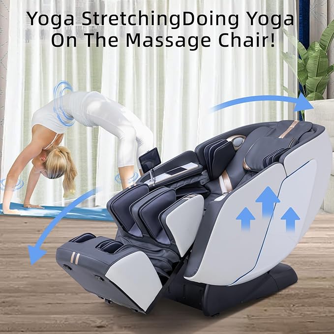 MassaMAX 4D Full Body Massage Chair with Zero Gravity, Extendable Footrest, SL Track, 15 Modes, AI Voice Control, Yoga Stretch, Foot Rollers, and Waist & Calves Heating Comfort with Cover (White)