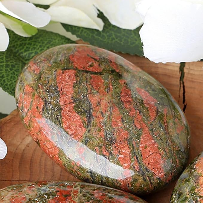 ZHIYUXI 2.4" Unakite Crystals Gemstones Crystals and Stones Crystal Decor Energy Balancing Therapy Polished Stones Palm Stone Mediation Gifts 1PC