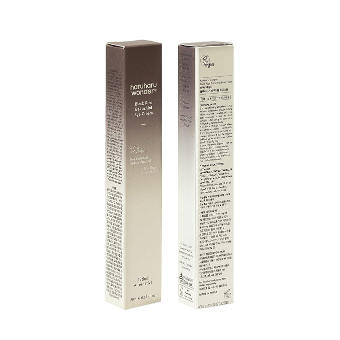 Haruharu Wonder Black Rice Bakuchiol Eye Cream 0.67 fl.oz / 20ml | Anti-Aging, Wrinkle Care, Natural Retinol Alternative | Cruelty Free, EWG-Green