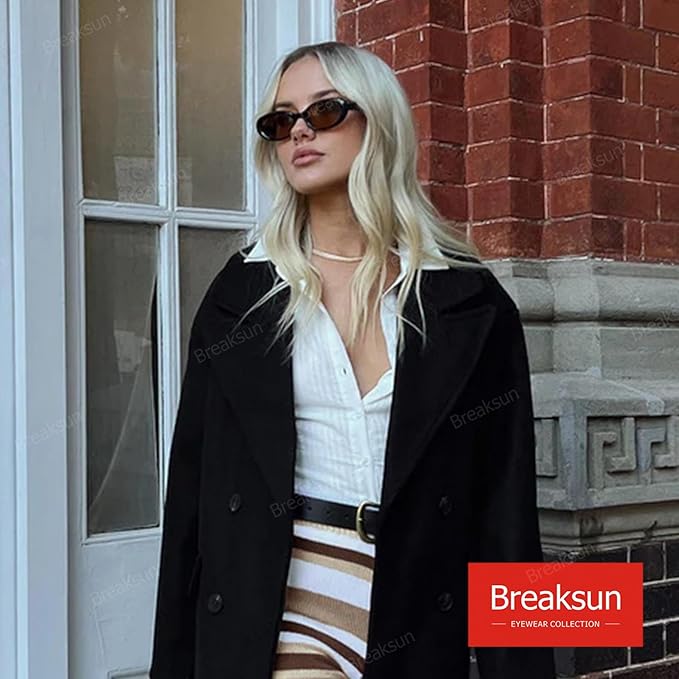 Breaksun Retro Oval Sunglasses for Women Men Fashion Small Oval Sunglasses 90s Vintage Shades
