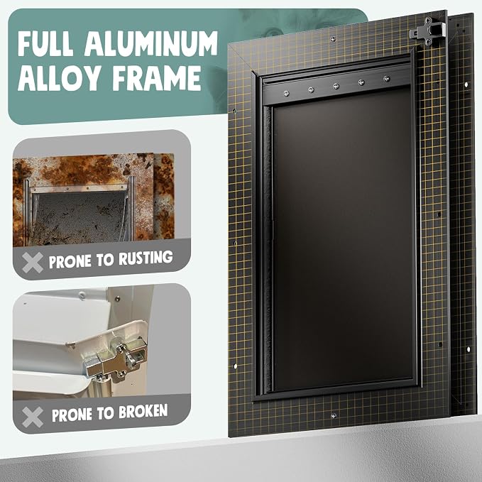 All Aluminum 3 Flaps Insulated Dog Door for Door (XLarge)