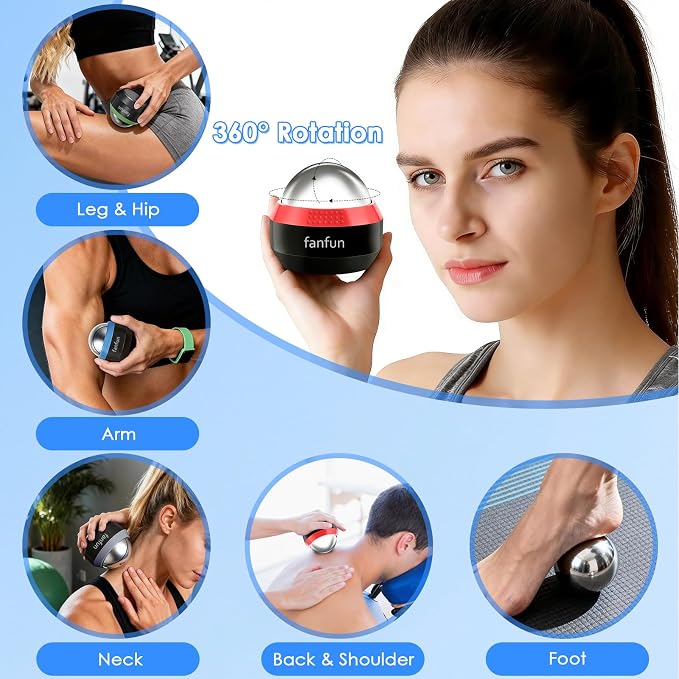Massage Ice Roller Ball - Cold & Heat Therapy Roller for Deep Tissue Massage Pain Relief, Plantar Fasciitis Roller (Black & Red)