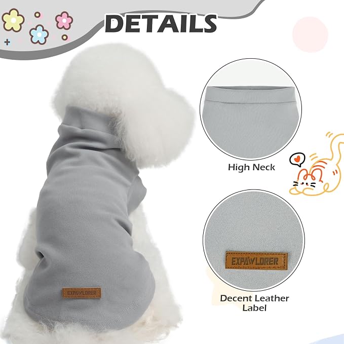 Cat Sweater Warm Fleece Pet Clothes for Cats Only | Soft Cat Vest Puppy Hoodie Coat, Fall Cold Winter Sweatshirt Pullover Clothing also for Small Dogs, Grey L