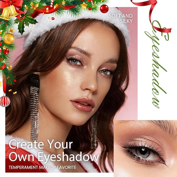 4 Colors Eyeshadow Makeup Palette – Christmas Gifts for Older Women, Neutral Light Nude Ivory Champagne Gold Warm Beige Dark Brown Matte & Shimmer Powder Eye Shadow, Highly Pigmented Waterproof