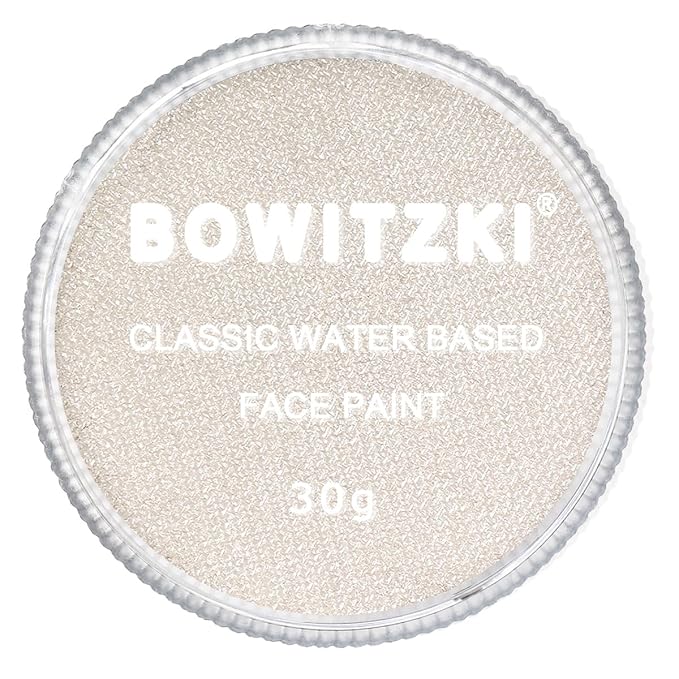 Bowitzki 30g Professional Face Paint Body Paint Water Based Face painting Makeup Safe for Kids and Adults Split Cake Single Color (Metallic White)