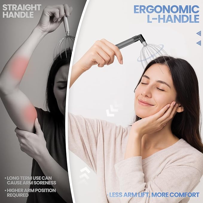 Head Massager Scalp, Vibrating Electric Scalp Massagers, Battery Powered Head Scratchers Massager Whisk Hair Massage Relax Tool with 20 Metal Fingers for Stress Relief, ldeal Gift for Women & Men